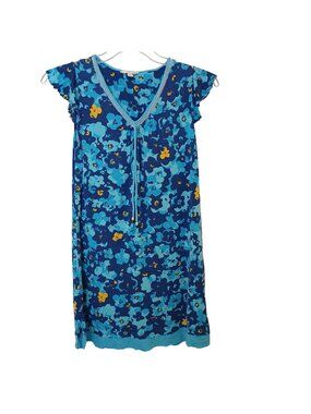 Secret Treasures Blue Floral Nightgown M (8-10) Rayon/Spandex Lightweight #I-4